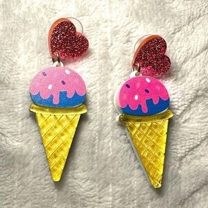 Ice Cream Heart Decor Cute Dangle Earrings Acrylic Jewelry